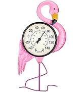 Outdoor Thermometers for Patio - Indoor Outdoor Thermometer, Flamingo Wall Thermometer Wireless f...