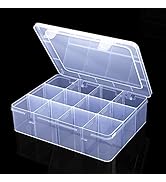 Large Clear Organizer Box,12 Grids Organizer Box with Removable Dividers for Jewelry,Bead Storage...