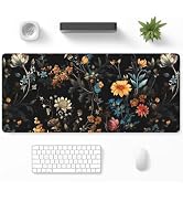 Niniubye Desk Mat, Large Gaming Mouse Pad, 32" x 12", Retro Dark Floral | Waterproof Desk Pad, No...