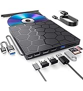 External CD/DVD Drive for Laptop | DVD Player for Laptop | 8 in 1 USB 3.0 Ultra-Slim Portable | C...