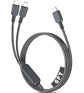 iMangoo 140W Max USB C to Dual Type C Splitter Cable 6FT, 1 in 2 Out Y-Shaped Braided Cord Bent-R...
