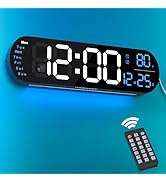 ANALOI Digital Wall Clock Large Display, 13.7 inch Large Digital Wall Clock with RGB Color Changi...