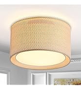 12.6" Modern Flush Mount Ceiling Light Drum Light Fixtures with Double Shade,Boho Ceiling Light F...