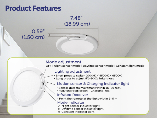 Battery Operated Ceiling Light with Remote
