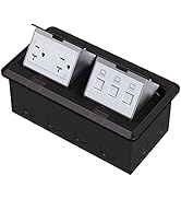 KYHSHJ Dual Pop-Up Floor Electrical Outlet Box Kit,20 Amp Stainless Steel TR Tamper-Resistant Dup...