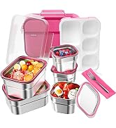 DaCool Stainless Steel Lunch Box Bento for Kids Adults Leakproof BPA-Free Metal Lunch Containers ...