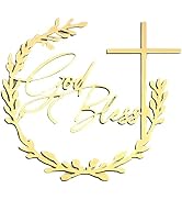 Cross Cake Topper, Gold, Religious Celebration Decoration for Christening, Baptism, First Communi...