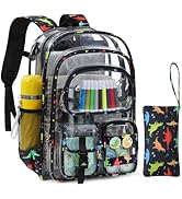 Unineovo Clear Backpack Heavy Duty, Clear Bookbag with Pencil Case, Large See Through Backpack Pl...
