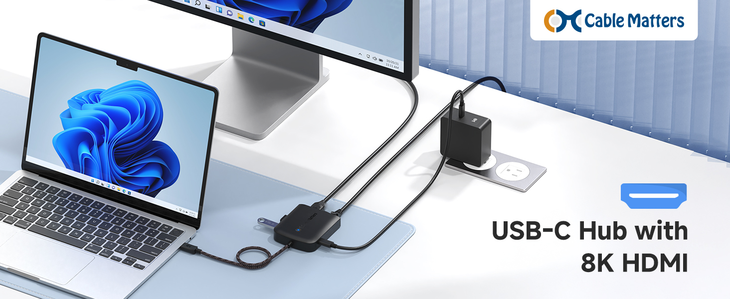 USB C Hub HDMI 2.1, Up to [8K@30Hz/4K@120Hz, 100W Charging, 5Gbps Data