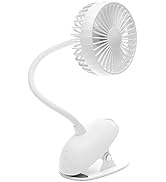 O2COOL Rechargeable USB Battery Clip Fan 5 Inch Fan with Long Gooseneck, Powerful Clip, Adjustabl...