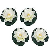 Dwuww 4 Pcs Artificial Floating Foam Lotus Flower with Water Lilys Pad Ornanments,Lifelikes Fake ...
