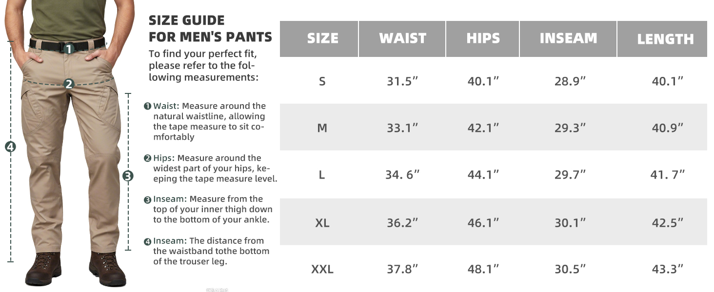 Men&amp;#39;s Tactical Cargo Pants Stretch Lightweight Waterproof Work Hiking Outdoor Casual Pants