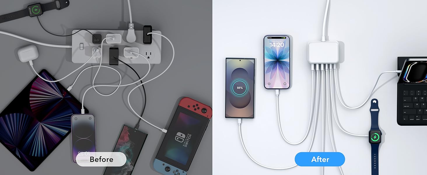 6 Ports for Fast Charging