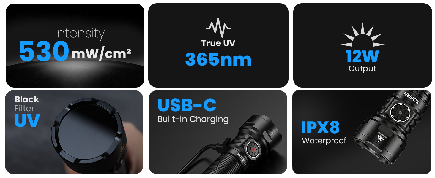 365nm black flashlight