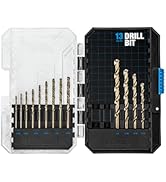 CRALY 13-Piece Cobalt Drill Bit Set, M35 HSS Jobber Length Twist Drill Bits, 135 Degree Split Poi...