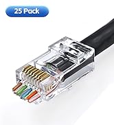 XANHAM 25 Pack Cat 6 Pass Through RJ45 Connector Unshield Modular Crimp Network Plug for Cat6, Ca...