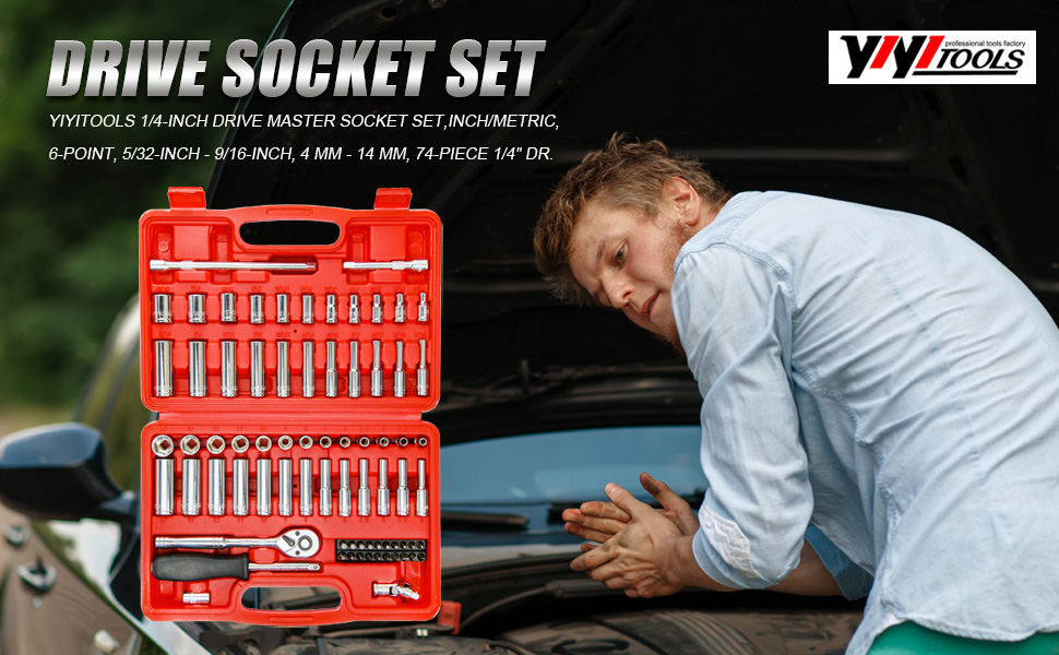 74pc deep socket set drive socket set