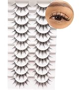 Losha Manga Lashes Fluffy Faux Mink Lashes Natural Look 10 Pairs Asian False Eyelashes Pack Look ...