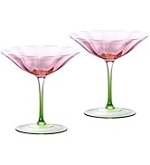 KAMMAK Martini Glasses Set of 2, 6.09 oz Clear Crystal Cocktail Glasses with Stem, Reusable Cockt...