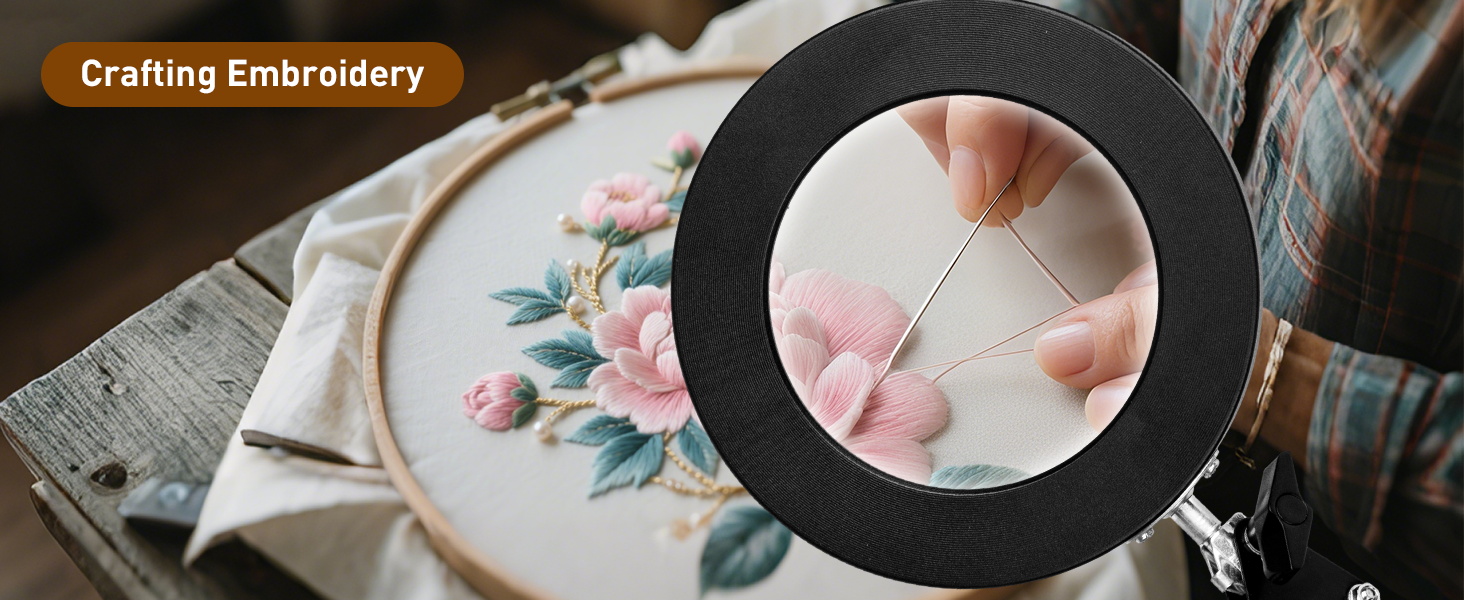 magnifying lamp with clamp workbench magnifying glass with light crafting embroidery magnifier