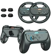 JUSPRO Joy-Con Grips &amp; Steering Wheels Bundle for Nintendo Switch 2, Ergonomic Anti-Slip Handles ...