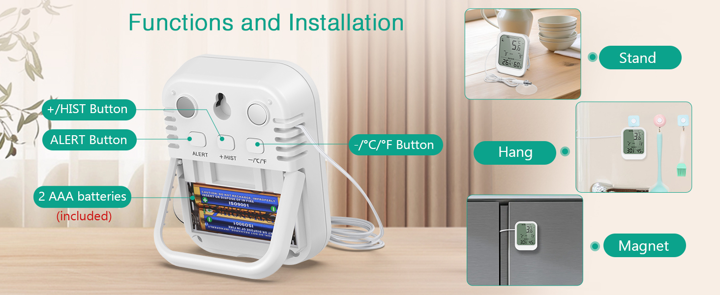 Digital Refrigerator Thermometer, Freezer Thermometer