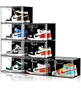 Amllas New 8 Pack Shoe Boxes Stackable, Large Shoe Storage Organizer with Lids,Drop Side Shoe Con...