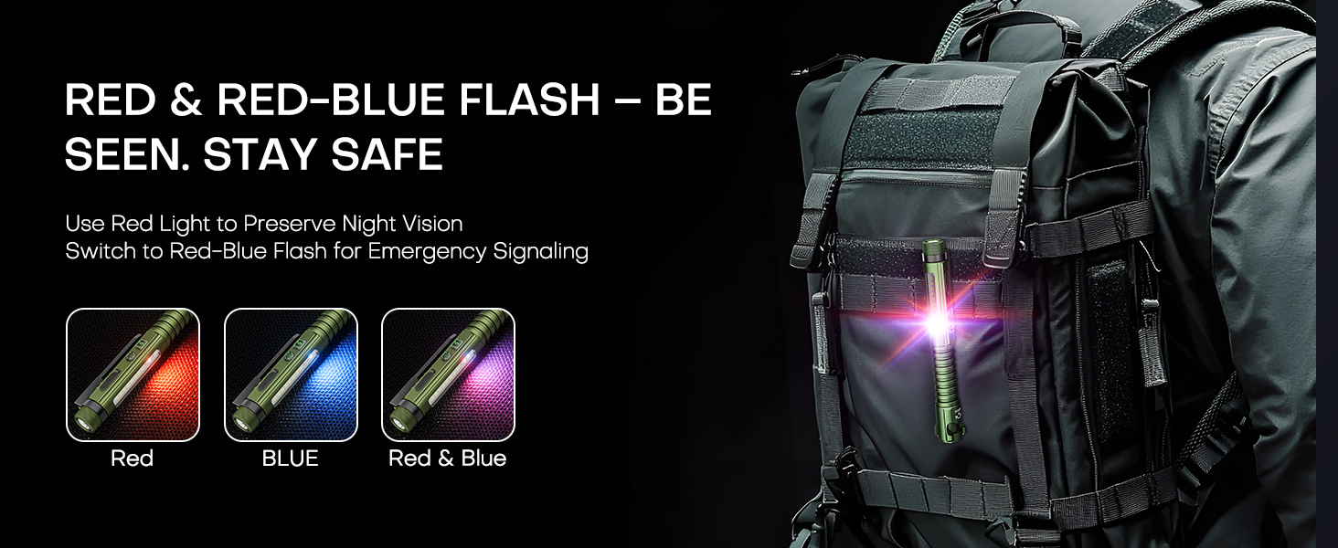 red light flashlight for night.