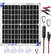 SUNAPEX 20W Solar Panel Car Battery Trickle Charger Maintainer, 12V Portable Waterproof Solar Pan...