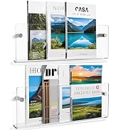 Youeon 2 Pcs Clear Acrylic Magazine Holder Wall Mount, 17 Inch Hanging Magazine Rack with Hardwar...