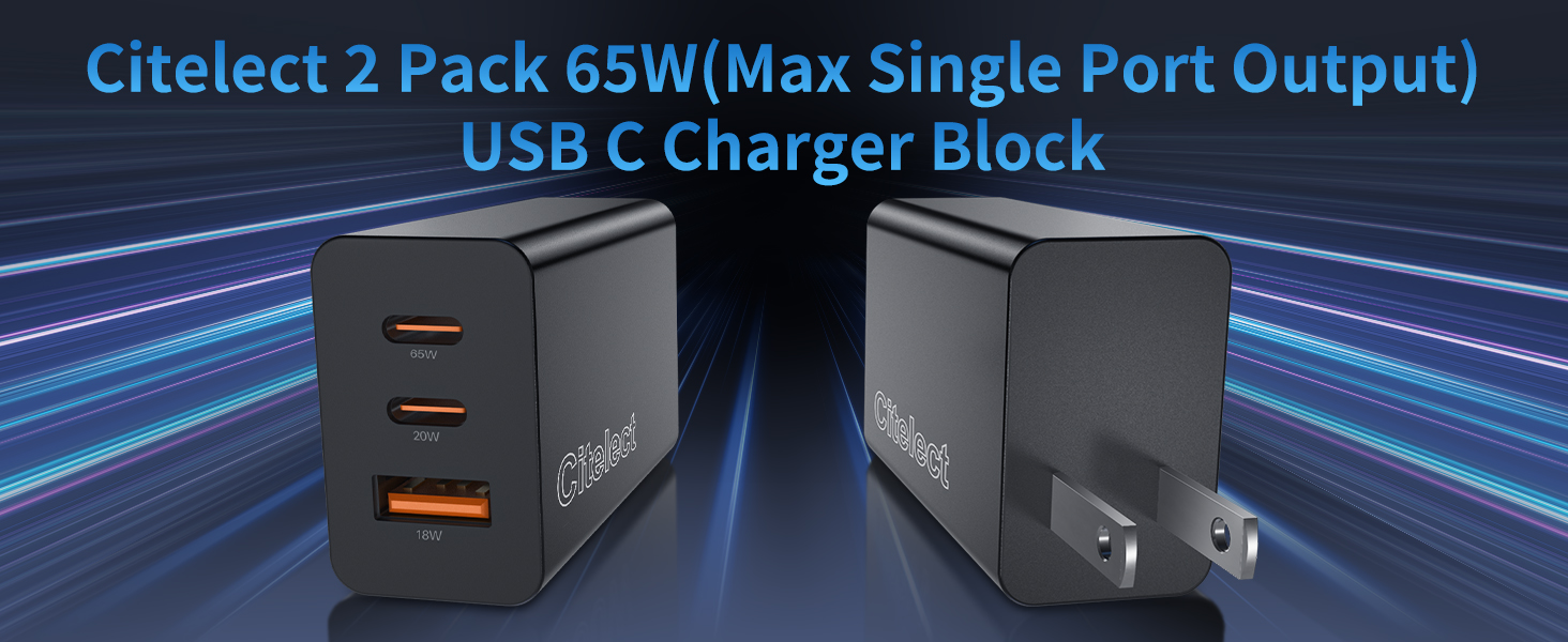 Citelect 2 Pack 65W USB C Charger Block