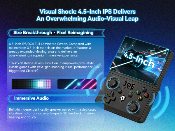 R36Max 2 handheld gaming device supporting 64-bit classic emulators with clear screen
