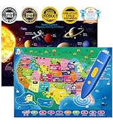 Bilingual Interactive for Kids Talking USA Map Solar System Poster for Kids Learning and Educatio...