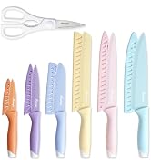 Hancorys Colorful Knife Set, 13 Pieces Kitchen Knives Set with Nonstick Ceramic Anti-Rust Coating...