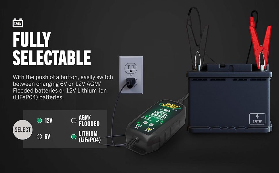 Battery Tender Battery Charger Maintainer 12V or 6V 3 Amp Selectable Cars, Trucks, SUVs, and More