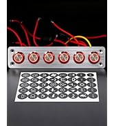 IZTOSS 6 Gang Aluminum Marine Rocker Switch Panel - Pre-Wired with Red LED Indicator, 12-24 V Mul...