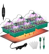 Apipi Seed Starter Tray with Grow Light &amp; Heat Mat- 6 Pack 72 Cell Durable Easy Use Seed Starter ...