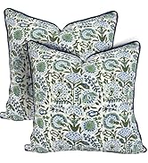 ATOSII Block Print Throw Pillow Covers, 20 X 20 - Set of 2, Decorative Couch Pillows for Living R...