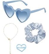 PLULON 4 Pcs Bridesmaid Proposal Gifts Bachelorette Party Favors, Heart Sunglasses Satin Hair Ban...