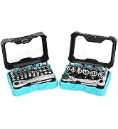 DURATECH 56-Piece 1/4" Mini Ratchet Wrench and Screwdriver Bit Set | Alloy Steel, 72-Tooth, 60-To...