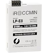 iROCCMIN LP-E8 2100mAh Battery Replacement for Canon EOS Rebel T3i, T2i, T4i, T5i, 600D, 550D, 65...