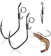 9KM DWLIFE Live Shrimp Fishing Hooks 10/15 Pcs - Saltwater Proof Hooks for Shrimp Walker,3X Durab...