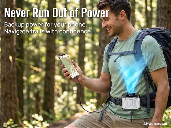 fan for belt can help recharge a phone during travel, work, or emergencies