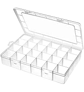 Gbivbe Large 24 Grids Plastic Organizer Box Adjustable Dividers,Clear Storage Box for Jewelry, Ar...