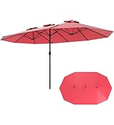 Toolsempire 15ft Patio Umbrella, Double-sided Outdoor Twin Umbrella with Crank Handle &amp; 12 Heavy-...