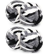 Giant Chunky Chenille Yarn for Blanket, Panda Mixed Color Super Bulky Soft Fluffy Chenille Yarn, ...