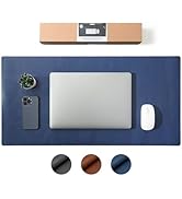SenseAGE Leather Desk Pad Protector, Natural Rubber Office Desk Mat Mouse Pad, Non-Slip PU Leathe...