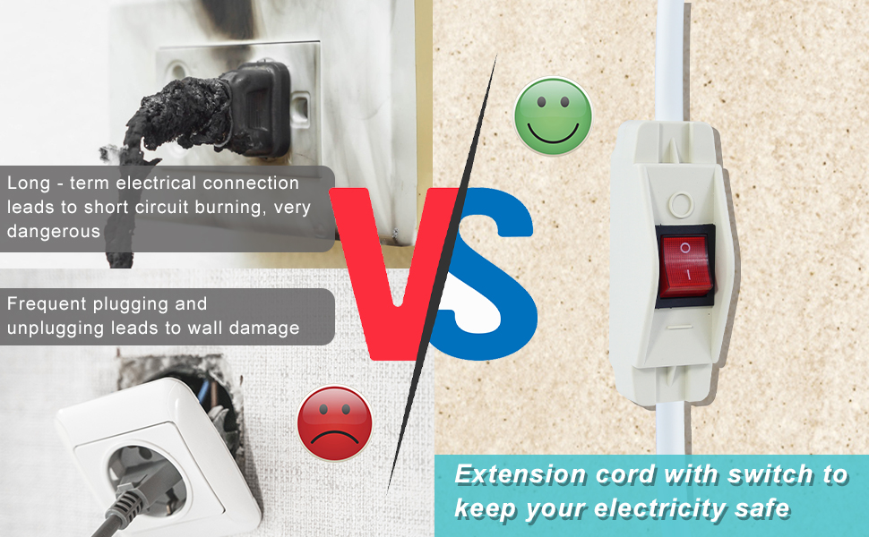 Short Outdoor Indoor Extension Cord with On/Off Switch