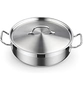 Cooks Standard Deep Sauté Pan with Lid, 4-Quart Professional Deep Frying Pan 18/10 Stainless Stee...