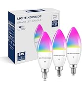 Lightinginside E12 Smart Light Bulbs 60W Equiv., 500LM 6W RGBCW Candelabra Chandelier Candle Bulb...